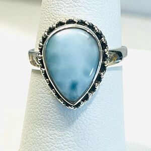Blue Larimar Ring 925 Sterling Silver Size 7